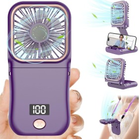 Kouric Rechargeable Handheld Fan,Portable Mini Fan 5 Speeds,180° Foldable USB Hand Fan,Portable Rechargeable Fan with Power