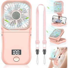 Kouric Rechargeable Handheld Fan, 3 Speeds USB Portable Fan, 180° Foldable Mini Fans, Portable Fan with Power Bank,Portable
