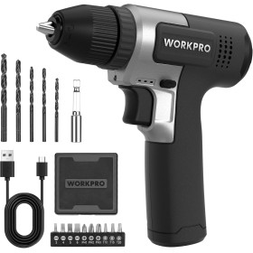 WORKPRO 8V Taladro Inalámbrico, Taladro Eléctrico con Portabrocas 3/8'', Destornillador Eléctrico, Atornillador con Velocidades