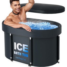 Bañera de hielo para adultos, cubo de hielo cubierto para atletas, bañera de rehabilitación de terapia fría, 450 litros, 105 cm