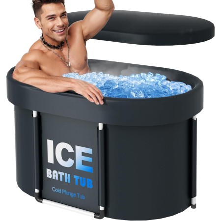 Bañera de hielo para adultos, cubo de hielo cubierto para atletas, bañera de rehabilitación de terapia fría, 450 litros, 105 cm