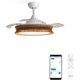 CREATE / WIND CLEAR/Ceiling fan with white light and wicker braided with control and Wi-Fi/40W, Ø108 cm, timer, 6 speeds,
