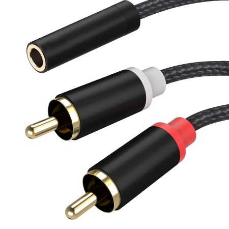 Froggen 2 RCA Macho a Jack 3.5mm Hembra, Adaptador RCA en Y (2 machos a 1 hembra) para HiFi Sistema, Cable Audio Estéreo Jack