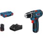 Bosch Professional 12V System GSR 12V-15 - Atornillador a batería (30 Nm, set 39 accesorios, 2 baterías x 2.0 Ah, en maletín de