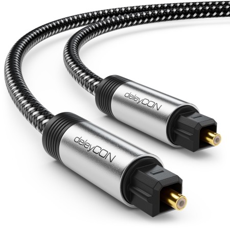 deleyCON 5m Óptico Toslink Cable de Audio Digital Enchufe de Metal Recubrimiento de Nylon SPDIF Cable de Fibra Óptica Dolby DTS