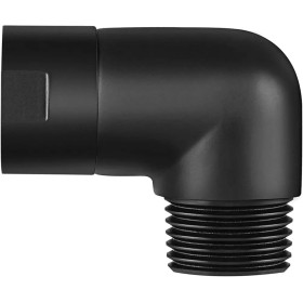 Emiif Adaptador de codo de ducha, cabezal de ducha G1/2 de latón, adaptador de ángulo de 90°, acabado negro, rosca hembra macho