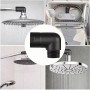 Emiif Adaptador de codo de ducha, cabezal de ducha G1/2 de latón, adaptador de ángulo de 90°, acabado negro, rosca hembra macho