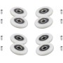 Paquete de 8 rodillos para puerta de ducha con tornillo M5, camino de puerta curvado blanco con piezas de rueda excéntricas,