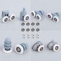 Paquete de 8 rodillos para puerta de ducha con tornillo M5, camino de puerta curvado blanco con piezas de rueda excéntricas,