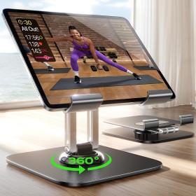 LISEN Soporte Tablet para iPad Mesa Metal Atril Tab Stand, Accesorios Escritorio para Ebook Kindle/Tablet Samsung Xiaomi Pad