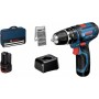 Bosch Professional 12V System GSB 12V-15 - Taladro percutor a batería (30 Nm, 1300 rpm, 2 baterías x 2.0 Ah, set 39 accesorios,