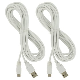 Fasizi 2 cables de alimentación USB extralargos de 3 metros para Wii U GamePad (3 metros), color blanco