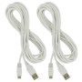 Fasizi 2 cables de alimentación USB extralargos de 3 metros para Wii U GamePad (3 metros), color blanco