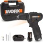 WORX Taladro percutor a batería | WX121 | Motor sin escobillas | 12V Máx. | 40Nm | Incluye 2 baterías 2Ah, cargador y maletín |