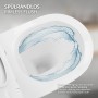 LuxeBath Inodoro Suspendido de Pared sin Descarga Diseño Cerámica Blanca Mate WC con Asiento Extraíble de Duroplast Sanitario