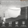 LuxeBath Inodoro Suspendido de Pared sin Descarga Diseño Cerámica Blanca Mate WC con Asiento Extraíble de Duroplast Sanitario