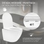 LuxeBath Inodoro Suspendido de Pared sin Descarga Diseño Cerámica Blanca Mate WC con Asiento Extraíble de Duroplast Sanitario