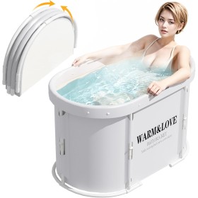 Bañera plegable para ducha, bañera independiente para baño caliente y baño de hielo, bañera de hielo portátil para adultos (gris