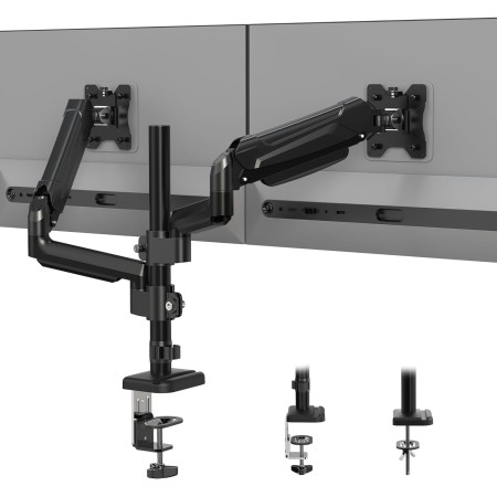 BONTEC Soporte Monitor Doble para Pantallas LED LCD de 13 a 32 Pulgadas, Brazo Monitor Ergonómico con Resorte de Gas y Gestión