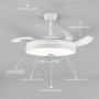LUMIKING RGB Ceiling Fan with Bluetooth – 108 cm Wide with Retractable Blades, Music and LED Light – Quiet with Lamp and Modern