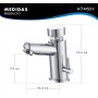 HOMSSY Grifo Temporizado para Lavabo, 2 Aguas (Agua Caliente y Fría), Diseño Cromado, Control Eficiente de Agua