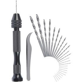 CESFONJER Mini Taladro de Mano Micro Taladro Manual Precisión Herramientas Giratorias con 25 pcs Micro Brocas Torcedura Bits