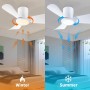 activeallbrite Ceiling Fan, 15W LED, DC Motor 20W, 6 Speeds, Ultra Quiet, Summer-Winter Function, Timer, 3 Light Temperatures,