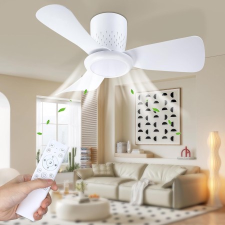 activeallbrite Ceiling Fan, 15W LED, DC Motor 20W, 6 Speeds, Ultra Quiet, Summer-Winter Function, Timer, 3 Light Temperatures,