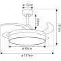 Ceiling Fan with Folding Blades with LED Light 66W, 2880LM Remote Control, DC Motor, 6 Speeds, Quiet, Summer-Winter Function,