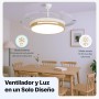 Ceiling Fan with Folding Blades with LED Light 66W, 2880LM Remote Control, DC Motor, 6 Speeds, Quiet, Summer-Winter Function,