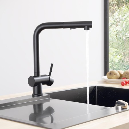 CECIPA Grifo Cocina Extraíble, Grifos con Ducha, Mezclador Fregadero Monomando Giratorio 360°, Torneira Cozinha Acero Inoxidable
