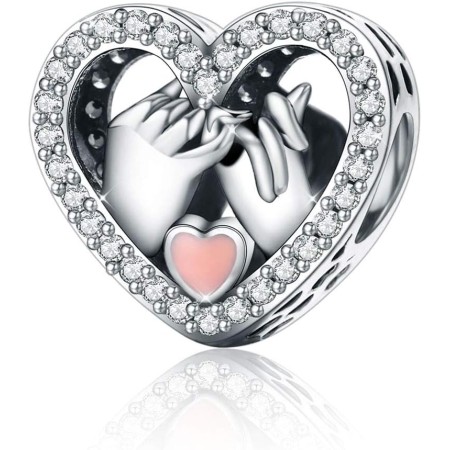 Abalorios de plata de ley 925 para pulsera Pandora, diseño de corazón Estilo 1.