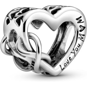 PANDORA Dijes con forma de corazón y símbolo de infinito con inscripción Love You Mum