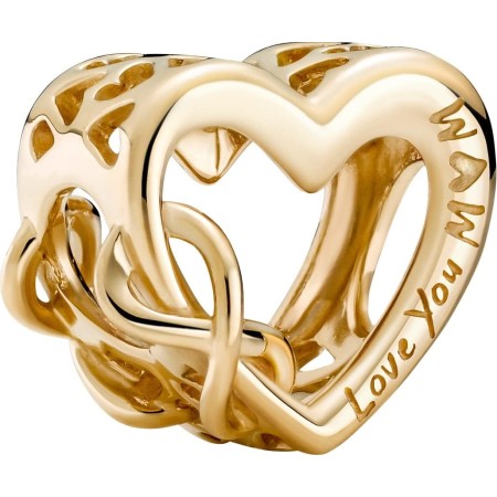 PANDORA Dijes con forma de corazón y símbolo de infinito con inscripción Love You Mum