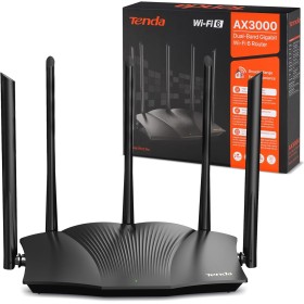 Tenda RX12 Pro - Router WiFi 6 AX3000, Doble Banda 2.4/5Ghz, WAN/LAN Puertos Gigabit, 5 Antenas de 6dBi, WiFi+ Cobertura,