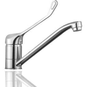 HOMSSY Grifo Gerontológico para Cocina, Mezclador Monomando de Fregadero, Grifo Medical con Maneta Higiénica de Codo, Diseño