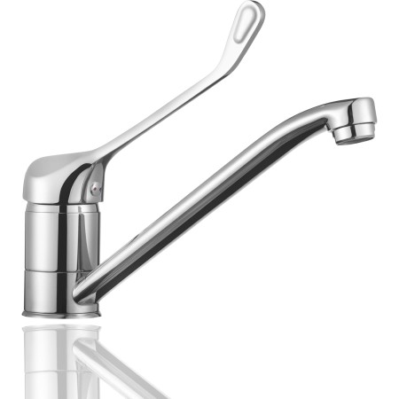 HOMSSY Grifo Gerontológico para Cocina, Mezclador Monomando de Fregadero, Grifo Medical con Maneta Higiénica de Codo, Diseño