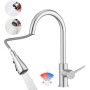 CECIPA Grifo Cocina Negro Extraible con 3 Modos, Grifo Extensible para Fregadero Monomando, Torneira Cozinha Giratorio 360 °con