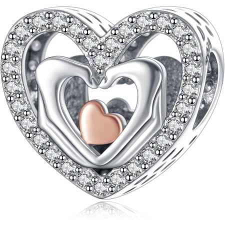 LaMenars - Colgante de perlas de plata de ley 925 con corazón de amor, feliz aniversario, dibujado a mano, con circonita cúbica,