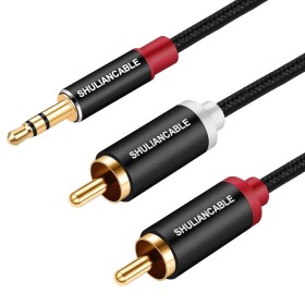 SHULIANCABLE Cable Audio Estéreo Jack 3,5mm a 2RCA, Jack a RCA Cable Audio para Smartphone, Sistema HiFi,iPod, Smart TV,