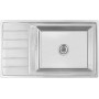 Omeere, 86x50 x21, Fregadero de cocina empotrable de acero inoxidable 304, grosor de material 0,9 mm, cuadrado, 1 escurridor R20