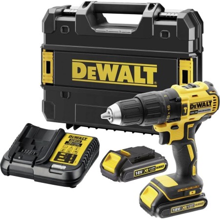 DEWALT DCD778S2T-QW - Taladro Percutor sin Escobillas XR 18V, 13mm, 65Nm, Incluye 2 Baterías Li-Ion (1.5Ah) y Maletín