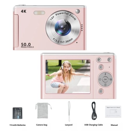 Cámara digital 4K Cámara Vlogging con enfoque automático con lente del