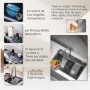 Fregadero Multifuncional 1 Seno, Negro Encimera Cocina, Fregadero Inteligente con Fregadero de Cascada Nano Revestimiento con