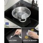 Sofetiy Fregadero de cocina de granito negro, 50 x 45 cm, color negro, rectangular, de granito, moderno juego de fregadero, con