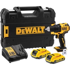 DEWALT Taladro atornillador compacto sin escobillas XR 18V Li-Ion 2 Ah, Sin cable, con maletín TSTAK, luz LED, 2 baterías,
