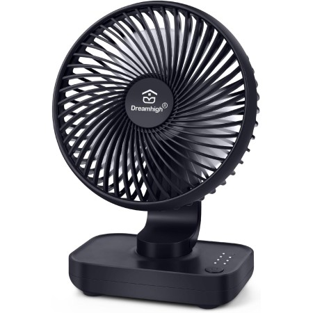 Dreamhigh® 4000mAh USB Fan, Quiet Rechargeable Small Fan, Powerful Table Fan with 4 Speeds, with Battery Indicator Light for