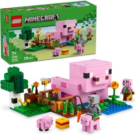 LEGO Minecraft La Casa-Cerdo Bebé, Granja con Animales de Juguete para Niños y Niñas de 7 Años o Más, Bioma Bosque y Personajes