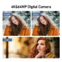 Cámara Digital con pantalla táctil de 64MP y 4,0 pulgadas para fotogra
