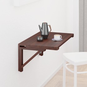 Relaxdays Mesa Plegable de Pared, 60x40 cm, Madera, Mesita para Comer, Escritorio, Abatible para Ahorrar Espacio, Marrón